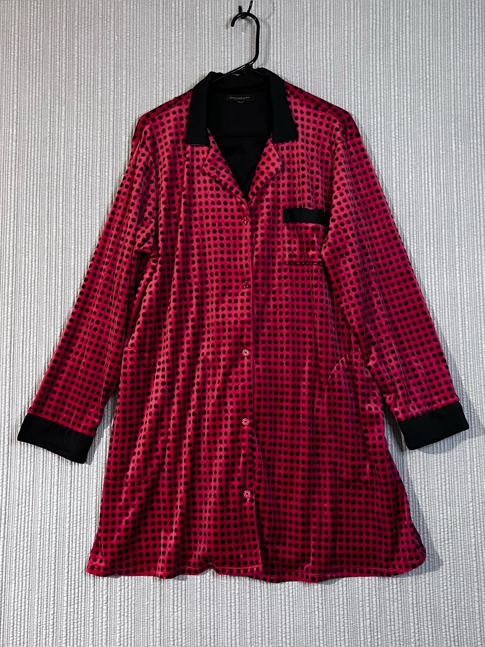 Donna Karan Velour/Velvet Button Up Sleepshirt Nightgown Robe Womens XL Plush